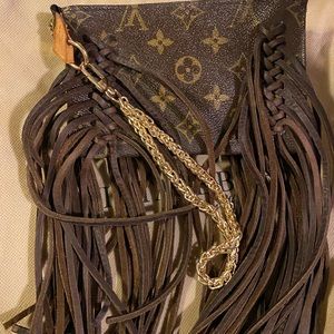 LV vintage fringed wristlet